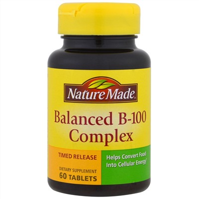 Nature Made, Сбалансированный комплекс витаминов В-100  (Balanced B-100 Complex), 60 таблеток