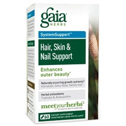 Gaia Herbs, Поддержка для волос, кожи и ногтей, 60 вегетарианских гелевых фито-капсул