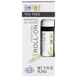 Aura Cacia, Смесь эфирного масла, очищающий роликовый аппликатор, чайное дерево, 0,31 жидкие унции (9,2 мл)