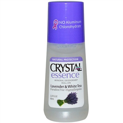 Crystal Body Deodorant, Минеральный шариковый дезодорант с  лавандой и белым чаем, 2.25 жидких унций (66 мл)