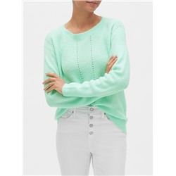 Ribbed Pointelle Boat-Neck Sweater