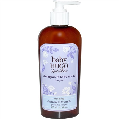 Hugo Naturals, Baby, шампунь и средство для мытья младенцев, не щиплет глаза, ромашка и ваниль, 237 мл