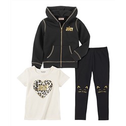 Black Cat 'Juicy' Hoodie Set - Toddler & Girls Juicy Couture