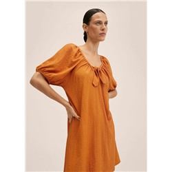 Vestido textura mangas abullonadas  -  Mujer | MANGO OUTLET España