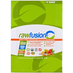 Raw Fusion, Протеиновый батончик из цельных продуктов, миндаль и ягоды, 12 батончиков, 2,5 унции (70 г) каждый