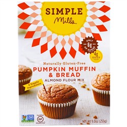 Simple Mills, Натуральная смесь миндальной муки без глютена, тыквенный кекс и хлеб, 9 унций (255 г)