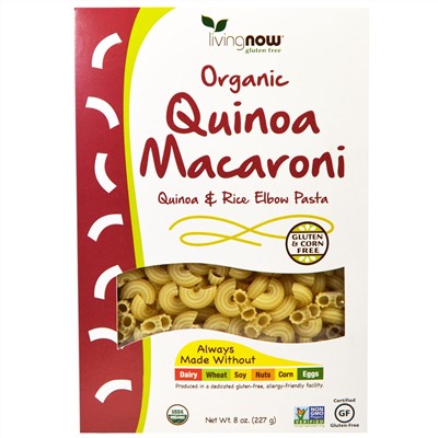 Now Foods, Organic Quinoa Macaroni, Gluten-Free, 8 oz (227 g)