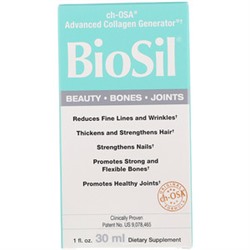BioSil by Natural Factors, BioSil, ch-OSA препарат, улучшающий выработку коллагена, 1 жидкая унция (30 мл)