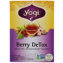 Yogi Tea, Berry DeTox, Без кофеина, 16 чайных пакетиков, 1.12 унций (32 г)