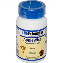 Life Extension, AppleWise, экстракт полифенола, 600 мг, 30 растительных капсул