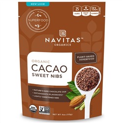Navitas Organics, Натуральная крупка из сладкого шоколада, сладкая какао-крупка, 4 унции (113 г)