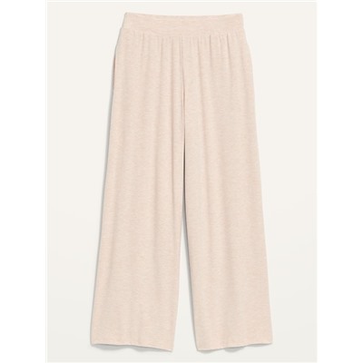 High-Waisted Sunday Sleep Rib-Knit Cropped Wide-Leg Pajama Pants for Women