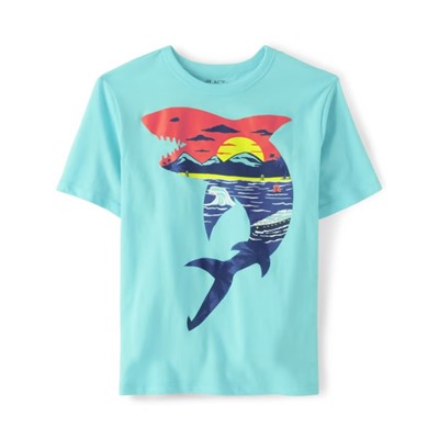 The Children’s Place  Boys Shark Graphic Tee - Blue Radiance