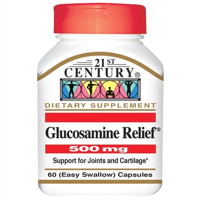 21st Century, Глюкозаминовая помощь, 500 мг, 60 легкоглотающихся капсул