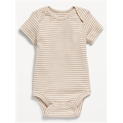 Unisex Short-Sleeve Striped Bodysuit for Baby