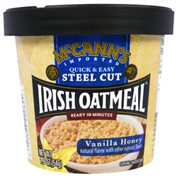 McCann's Irish Oatmeal, Quick & Easy Steel Cut, Ванильный Мед, 1,9 унции (54 г)