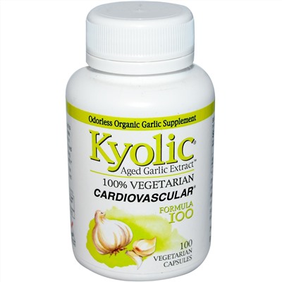 Wakunaga - Kyolic, Экстракт выдержанного чеснока для сердечно-сосудистой системы, Формула 100, 100 капсул