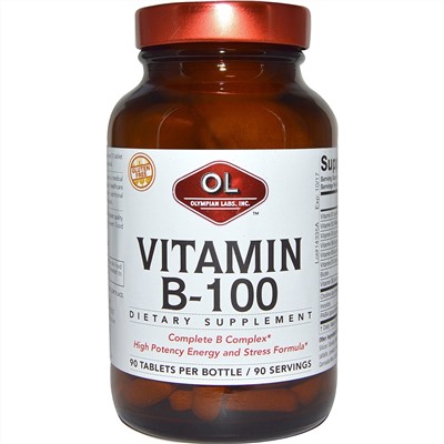 Olympian Labs Inc., Витамин B-100, 90 таблеток