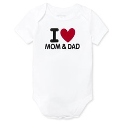 Unisex Baby Mom And Dad Graphic Bodysuit - White