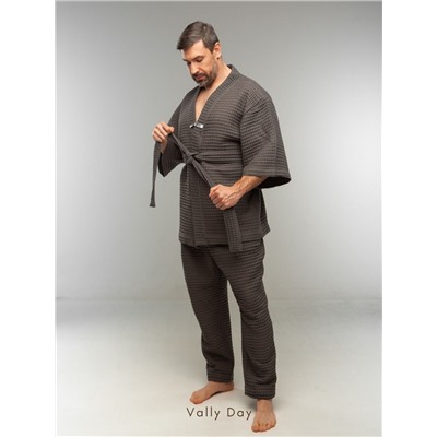 Костюм мужской  домашний VALLY DAY -Кимоно с брюками цвет темно серый граффит