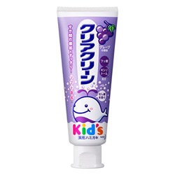 Зубная паста детская KAO Clear Clean 1-8 лет с мягкими микрогранулами для деликатной чистки зубов, вкус винограда, туба 70 гр