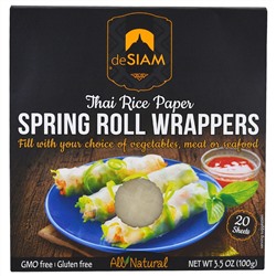 deSIAM, deSiam, Thai Rice Paper, Spring Roll Wrappers, 20 Sheets, 3.5 oz (100 g)