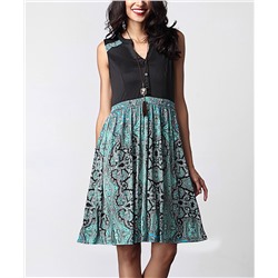 Платье Aqua Paisley Button-Front Fit & Flare Dress