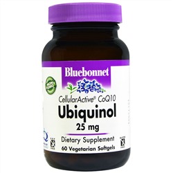Bluebonnet Nutrition, Убихинол, активный клеточный фермент Q10, 25 мг, 60 растительных мягких капсул