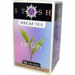 Stash Tea, Earl Grey, чай без кофеина, 18 чайных пакетиков, 1,1 унции (33 г)