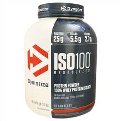 Dymatize Nutrition, ISO100 Hydrolyzed, 100% Whey Protein Isolate, Strawberry, 5 lbs (2.3 kg)