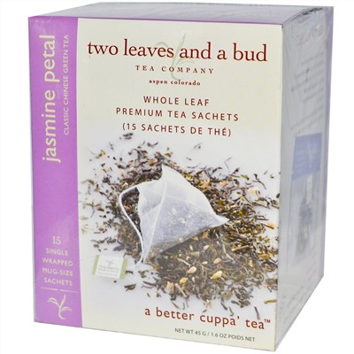 Two Leaves and a Bud, Jasmine Petal, Classic Chinese Green Tea, 15 Sachets, 1.3 oz (45 g)