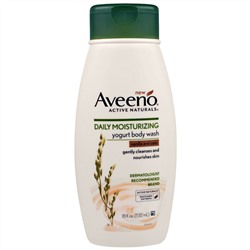 Aveeno, "Природные активные компоненты", увлажняющий гель для душа с йогуртом для ежедневного использования, ванильно-овсяный, 18 жидких унций (532 мл)