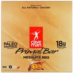 Caveman Foods, Primal Bar, Chicken with Mesquite BBQ Flavor, 12 Bars, 1.5 oz (42 g) Each