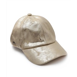 Gold Shimmer Faux Leather Baseball Cap