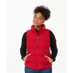 Crimson Pocket Zip-Up Puffer Vest - Women