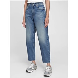 High Rise Barrel Jeans with Washwell
