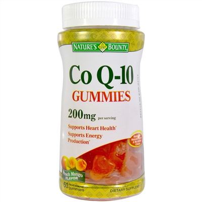 Nature's Bounty, Co Q10 Gummies, Peach Mango Flavor, 200 mg, 60 Gummies