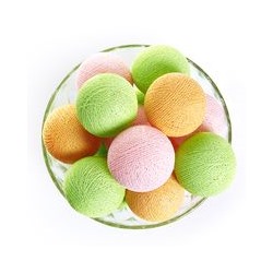 Тайская гирлянда с зелеными, розовыми и персиковыми шариками(Большие-специальная серия для нашего сайта ) 20 шариков / Lightening balls peach-pink-green