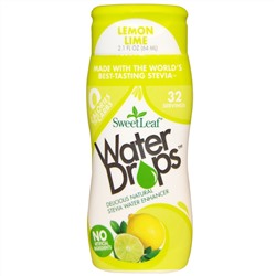 Wisdom Natural, Water Drops, улучшитель воды со стевией, лимон-лайм, 2,1 жидких унции (64 мл)