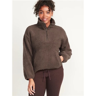 Cozy Sherpa Half-Zip Pullover Sweater for Women