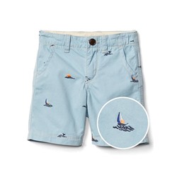 Ocean embroidery flat front shorts