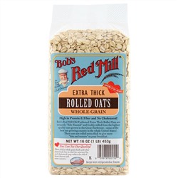 Bob's Red Mill, Экстра-толстая плющенная овсяная крупа, цельное зерно, 453 г