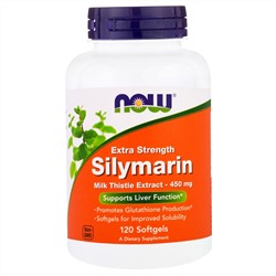 Now Foods, "Silymarin", сильнодействующий экстракт расторопши, 120 мягких желатиновых капсул с жидкостью