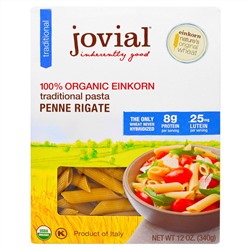 Jovial, Органическая традиционная паста (макаронные изделия) из пшеницы-однозернянки, пенне ригате, 12 унций (340 г)