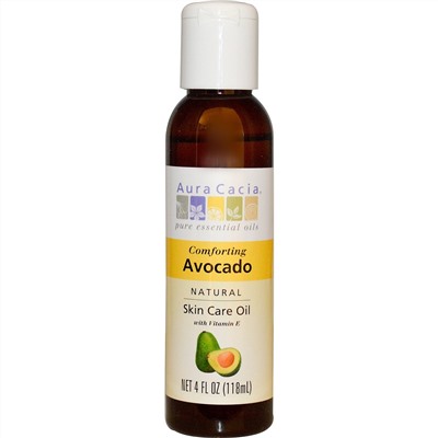 Aura Cacia, Натуральное масло для ухода за кожей, "Успокаивающее авокадо", 4 жидких унции (118 мл)