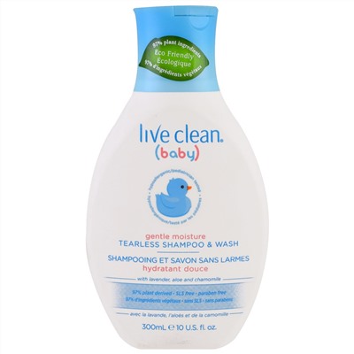 Live Clean, Для детей, мягкое увлажнение, шампунь и гель для душа без слез, 10 унций (300 мл)