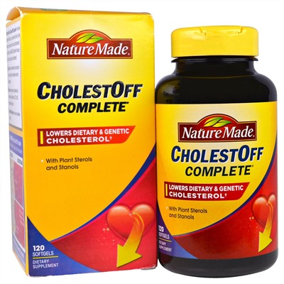 Nature Made, "Антихолестин абсолютный", препарат для снижения уровня холестерина, 120 мягких желатиновых капсул с жидкостью