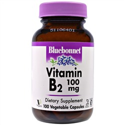 Bluebonnet Nutrition, Витамин B-2, 100 мг, 100 растительных капсул