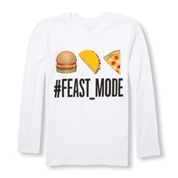 Boys Long Sleeve 'Feast Mode' Emoji Graphic Tee