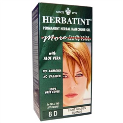 Herbatint, Стойкий растительный гель-краска для волос, 8D, светлый пепельный блонд, 4,56 жидких унции (135 мл)